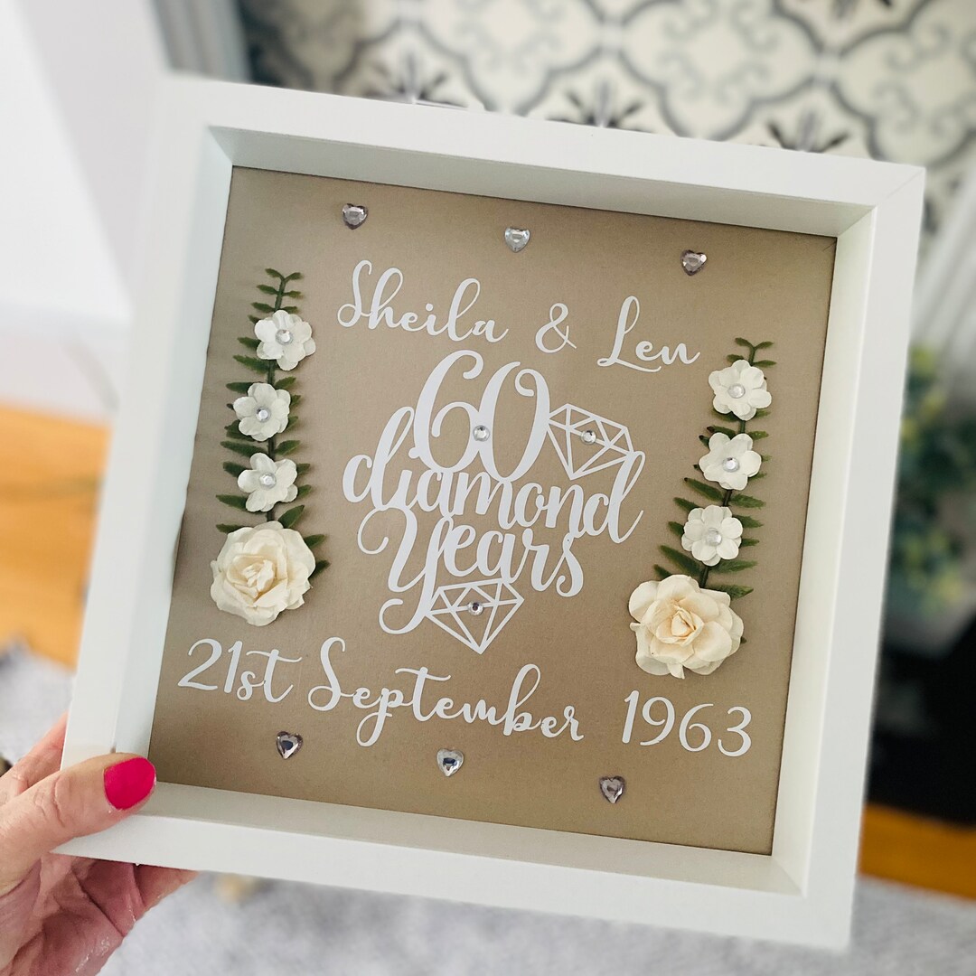 60th Anniversary Frame Wedding Anniversary Diamond Anniversary Gift ...