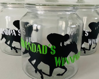Personalised money jar, horse racing gifts, horse racing décor, Christmas gifts for uncles, Christmas gifts for father in law, grandad gifts