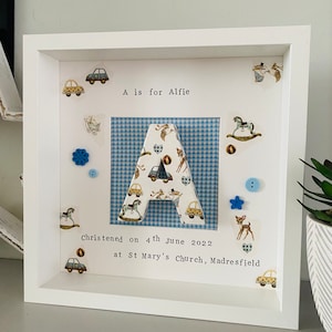 Baptism baby gift for boy, unique gift for godson from godmother, christening gift for grandson, baby naming gift, personalised baby frame