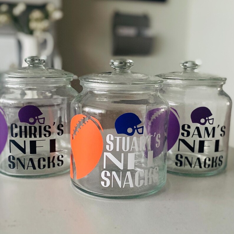 Personalised snack jar, NFL gifts, American football gift, NFL gift idea, personalised Christmas gift, stocking filler teens, Christmas gift image 3