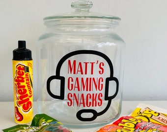 Personalised snack jar, gamer snack jar, birthday gift for teenage boy, teenage boy gifts, birthday gift for dad from kids, gifts for gamer