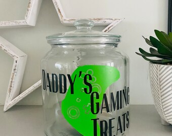 Snack jar personalised gaming treat jar custom gamer gifts for kids personalised gamer gift for him Christmas stocking filler for teenagers