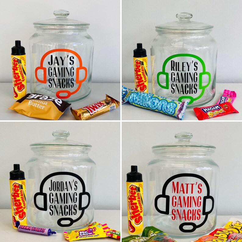 Gaming Snack Jar, Gaming Snacks, Personalised Snack Jar, Kids Snack Jar, Gift For Gamer, birthday gift for teenage boy, teenage boy gifts image 19