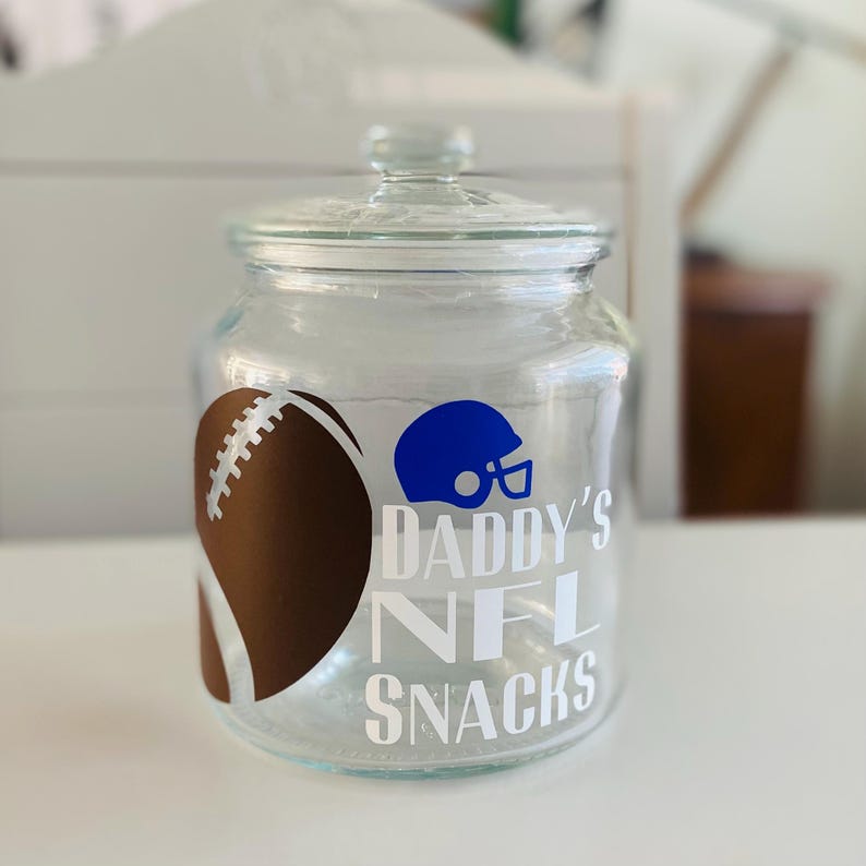 Personalised snack jar, NFL gifts, American football gift, NFL gift idea, personalised Christmas gift, stocking filler teens, Christmas gift image 1