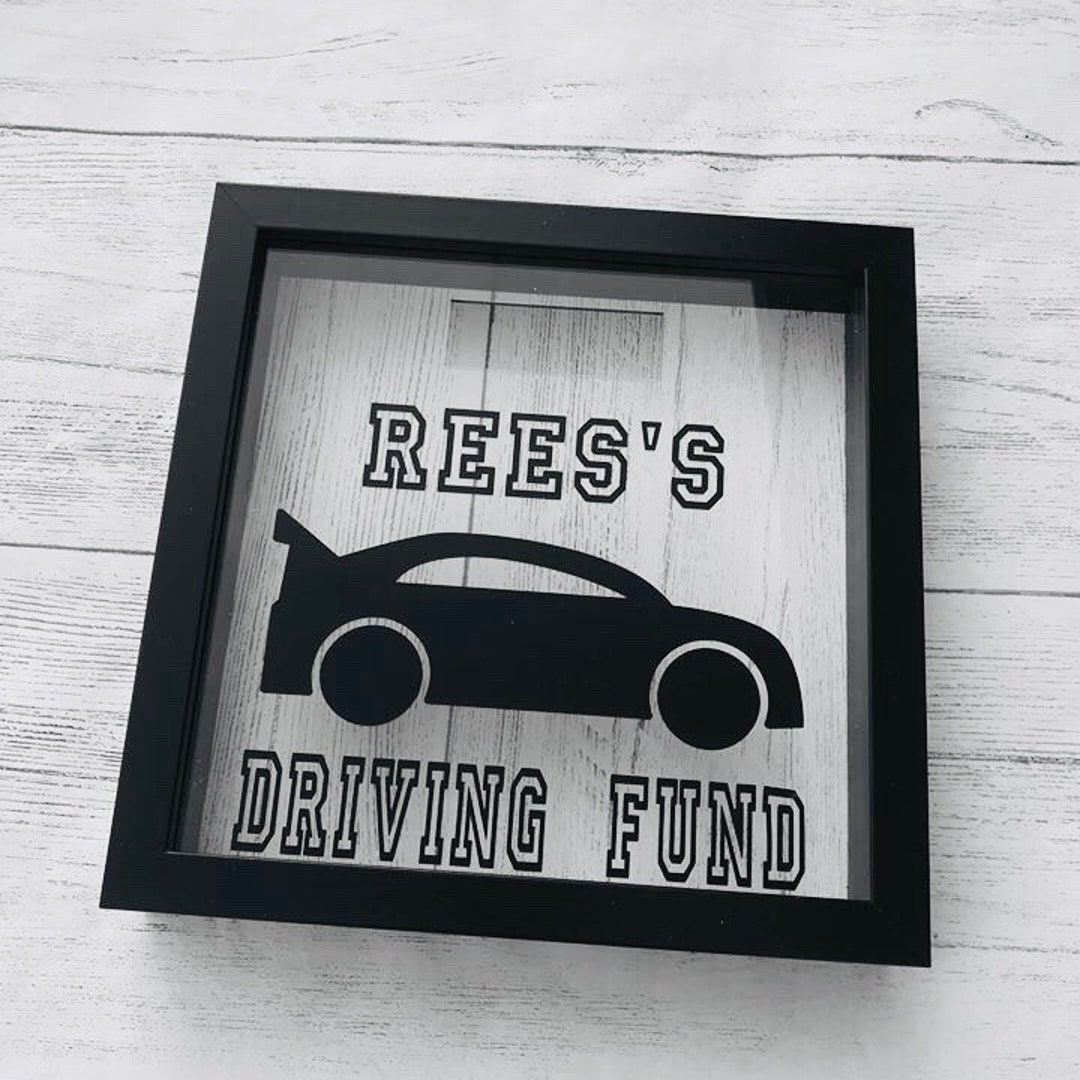 Personalised Money Box Frame, Savings Frame, Driving Lessons Fund