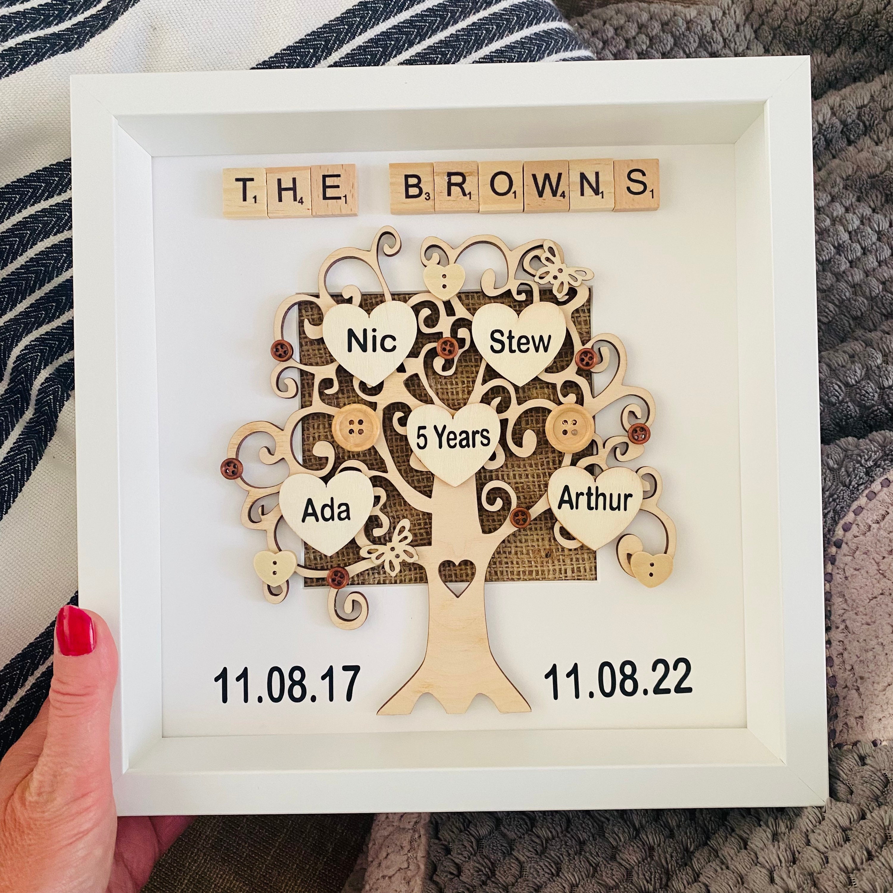 Personalised Family Tree Frame Wooden Family Tree Wooden - Etsy UK
