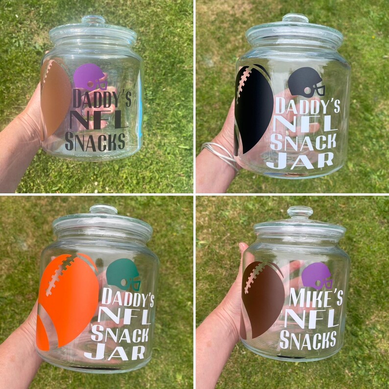Personalised snack jar, NFL gifts, American football gift, NFL gift idea, personalised Christmas gift, stocking filler teens, Christmas gift image 2