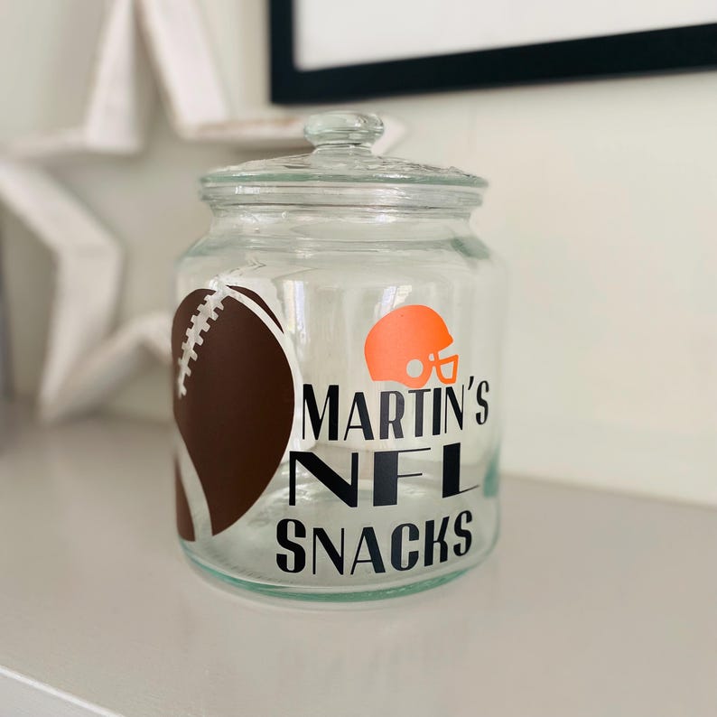 Personalised snack jar, NFL gifts, American football gift, NFL gift idea, personalised Christmas gift, stocking filler teens, Christmas gift image 19