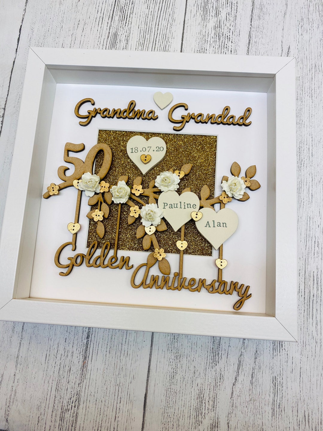 Golden Wedding Gift, Golden Wedding Anniversary Frame, Golden Wedding