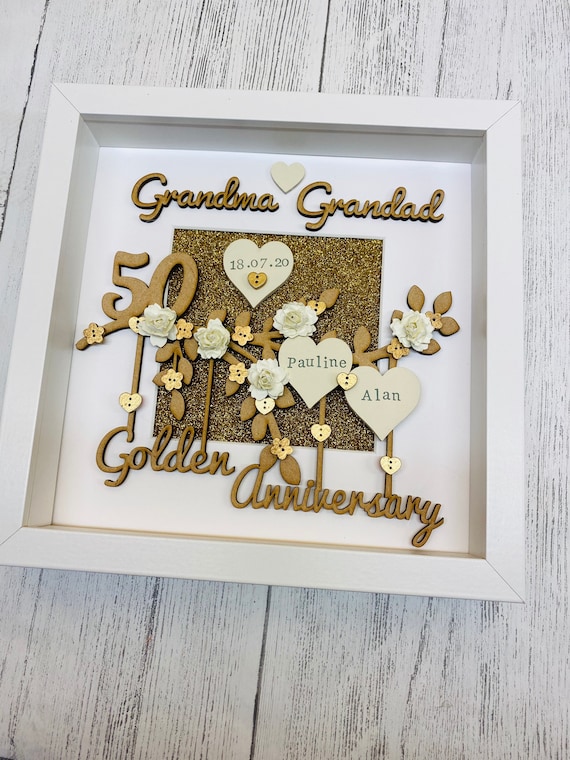Golden Wedding Gift Golden Wedding Anniversary Frame Golden Etsy UK