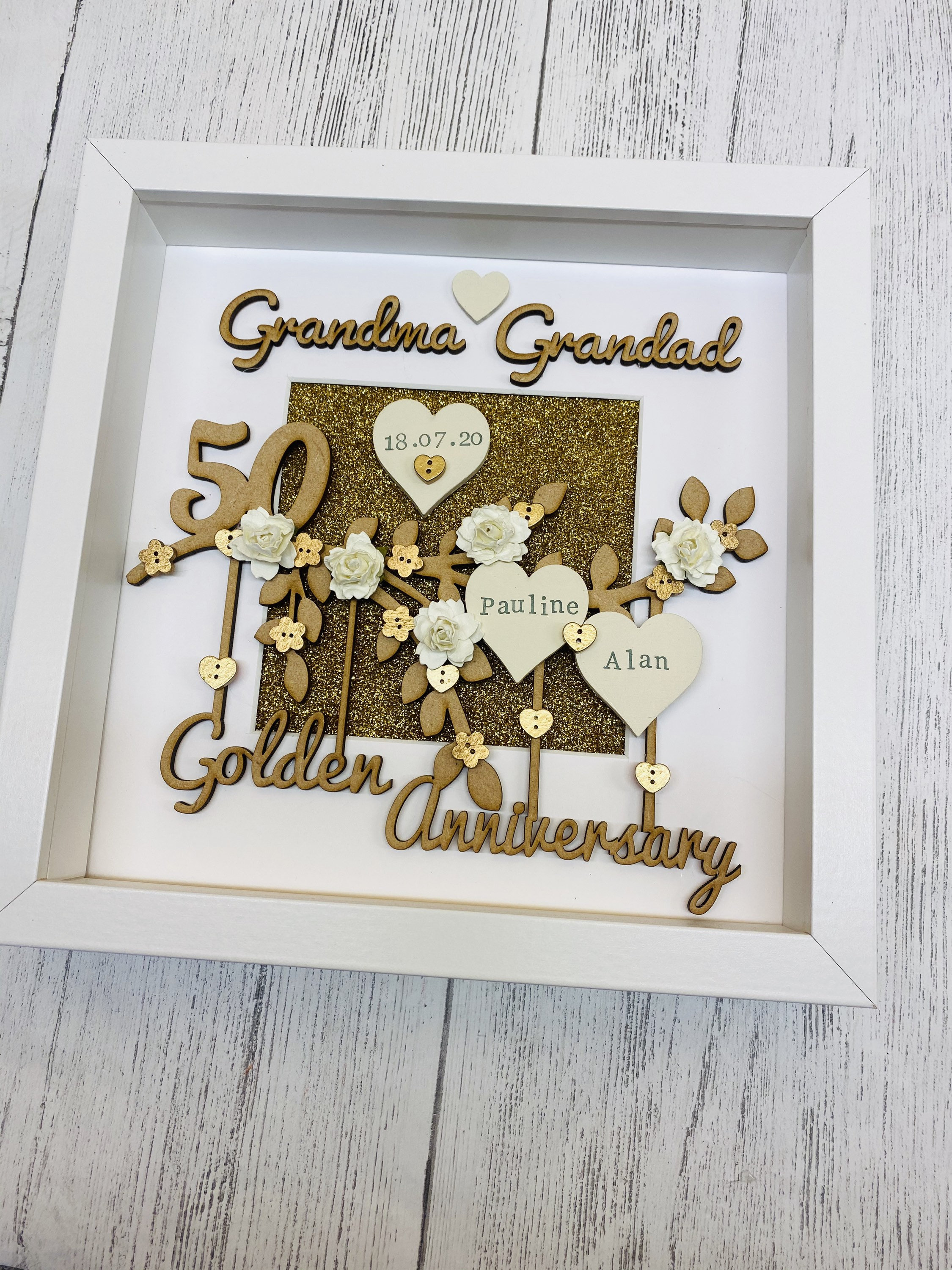 Golden Wedding Gift Golden Wedding Anniversary Frame Golden Etsy