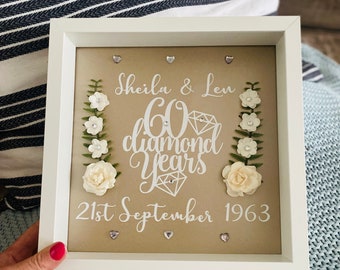 Diamond anniversary gift frame anniversary gift for parents anniversary 60 years married couple gift personalised frame wedding anniversary