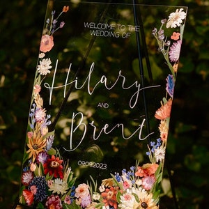 Hand-Painted Floral Wedding Sign