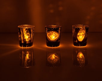 Set 3 tea light glass lantern, pub and bar decor with x-ray radiography, anatomical decoration for pharmacy, medical student and physician