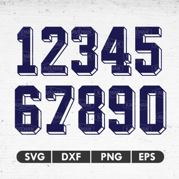 Retro Jersey Shadow Block Numbers SVG DXF EPS Vector Cut File