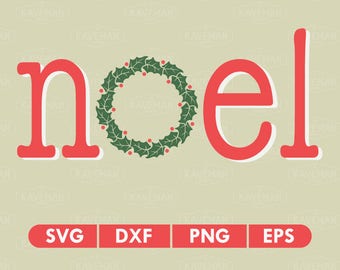 Noel Wreath Christmas SVG DXF Silhouette Cameo Cricut Cut File