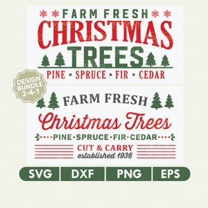 ファームフレッシュクリスマスツリーサインカットアンドキャリーSVG DXFシルエットカメオクリカットカットファイル