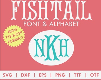 Fishtail Monogram Alphabet Font TTF OTF SVG