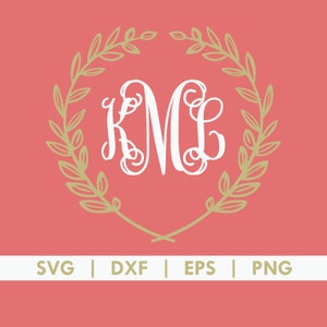 Floral Monogram Leaf Crest SVG DXF PNG Cut File Silhouette Cameo Cricut