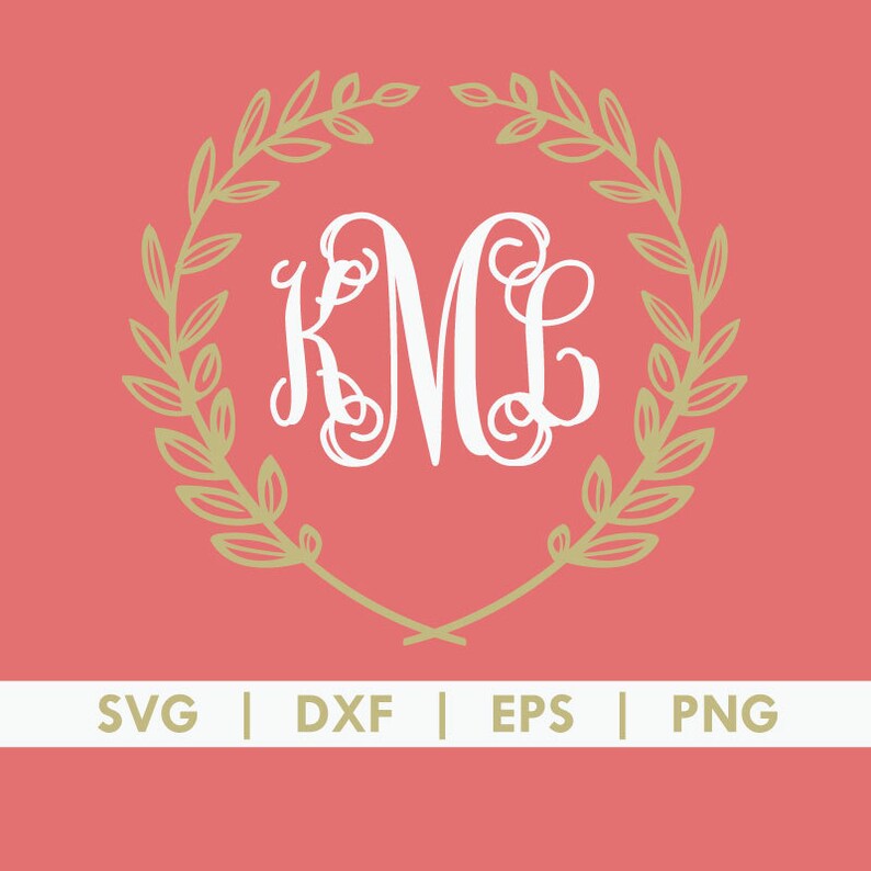 Download Floral Monogram Leaf Crest SVG DXF PNG Cut File Silhouette | Etsy