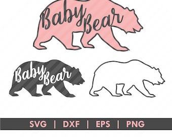 Baby Bear Silhouette SVG DXF EPS Cut File