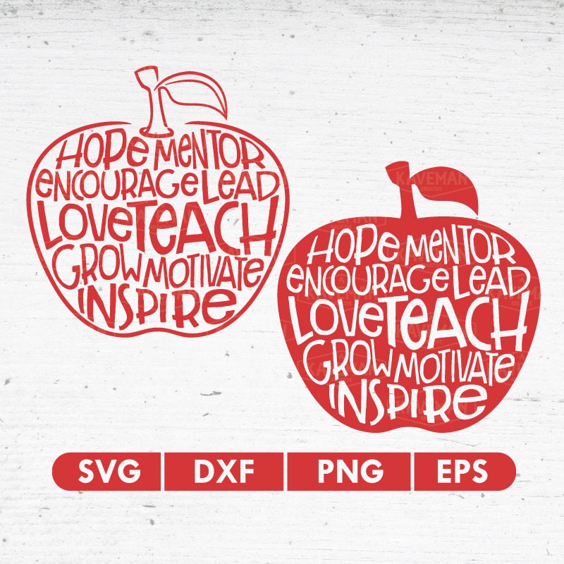 Download Teacher Apple Quotes Word SVG DXF Silhouette Cameo Cricut Cut | Etsy