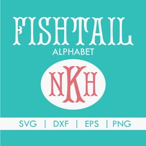 Fishtail Monogram Alphabet Font SVG DXF PNG