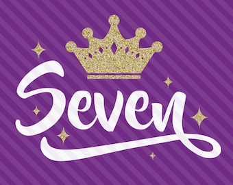 Seventh Birthday Princess Age Numbers SVG DXF Silhouette Cameo Cricut Cut File