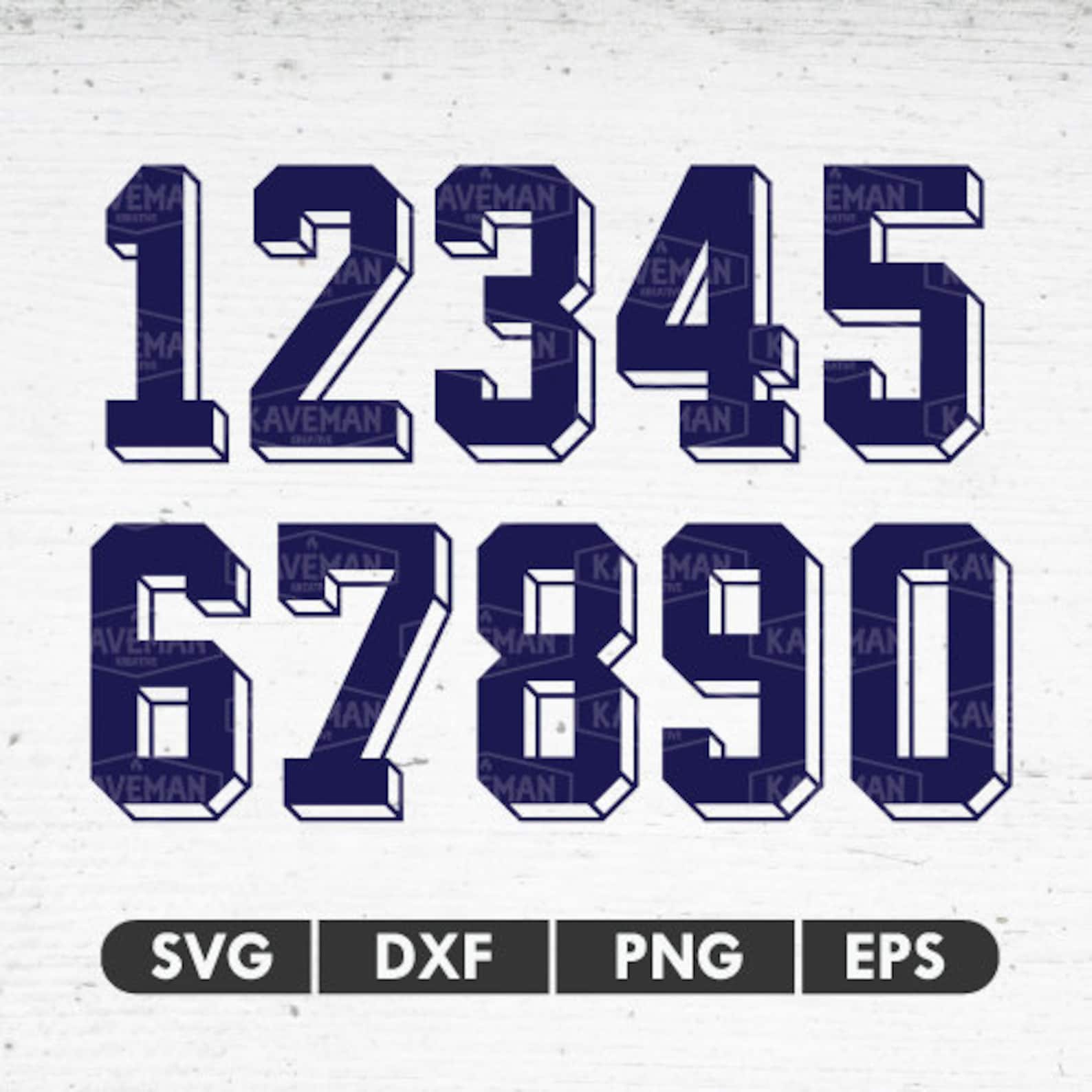 Retro Jersey Shadow Block Numbers SVG DXF EPS Vector Cut File - Etsy