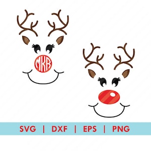 Reindeer Face Christmas SVG DXF Silhouette Cameo Cricut Cut File
