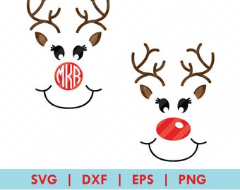 Renne Face Noël SVG DXF Silhouette Cameo coupe Cricut fichier