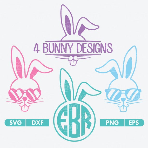 Download Bunny Ears Bunny Face Monogram Easter Svg Dxf Silhouette Cameo Etsy