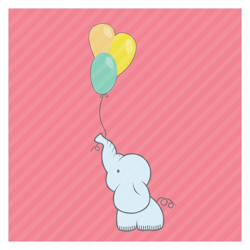 Baby Elephant Balloons SVG DXF PNG Cut File Silhouette Cameo | Etsy