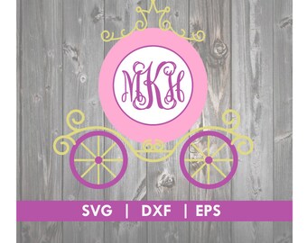 Princess Carriage SVG Cinderella Carriage SVG DXF Monogram Silhouette Cameo Cut File
