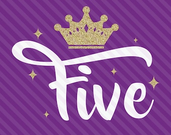 Fifth Birthday Princess Age Numbers SVG DXF Silhouette Cameo Cricut Cut File