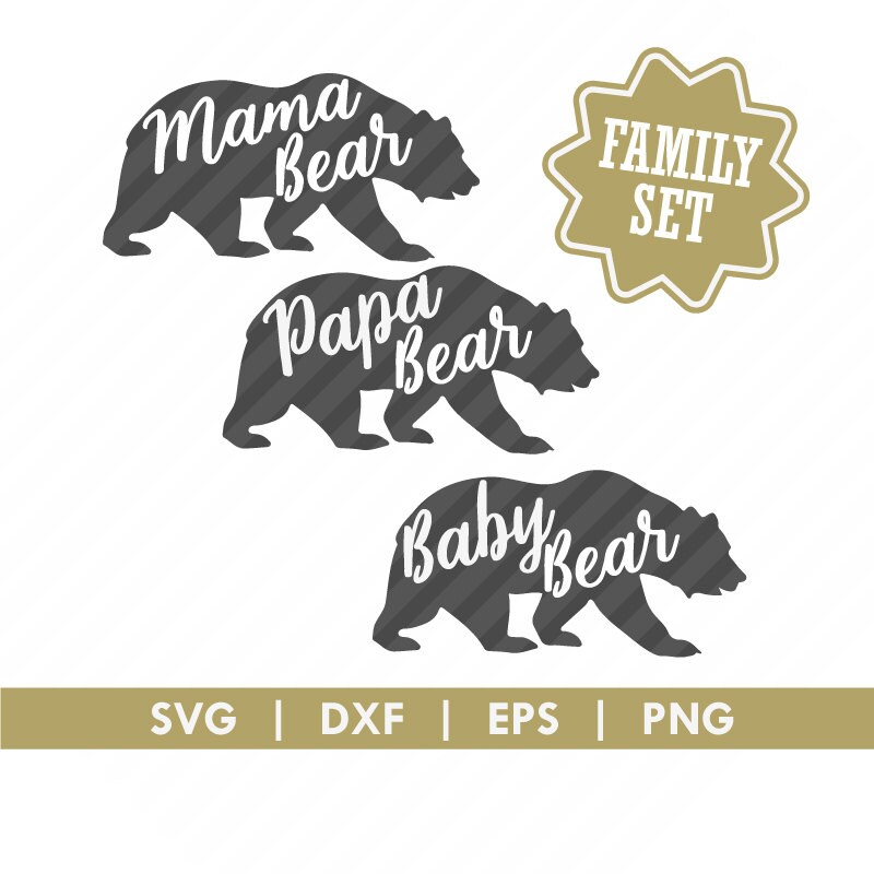 Mama Papa Baby Bear Family Set SVG DXF Cut File - Etsy