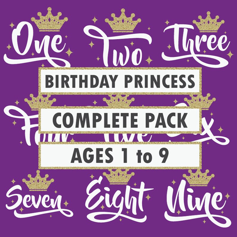 Download Birthday Princess Age Numbers SVG DXF Silhouette Cameo ...