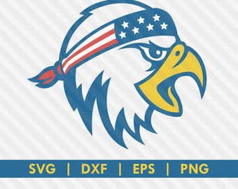 American Eagle drapeau Bandana rouge blanc bleu 4 juillet SVG DXF Silhouette Cameo coupe Cricut fichier