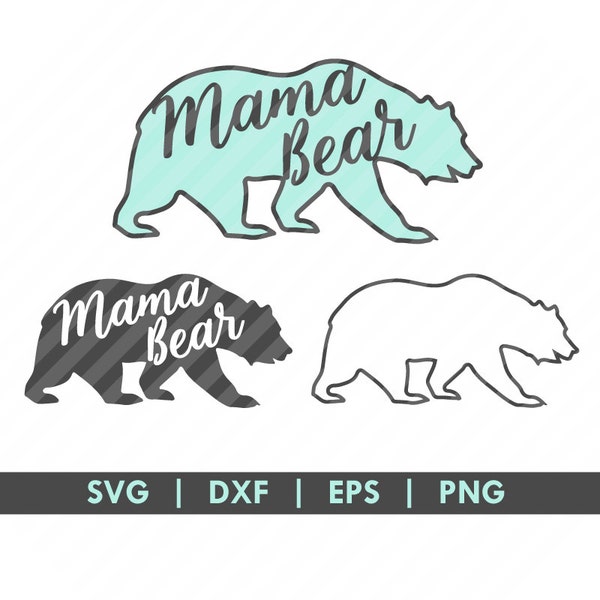 Mama Bear Silhouette SVG DXF Cut File