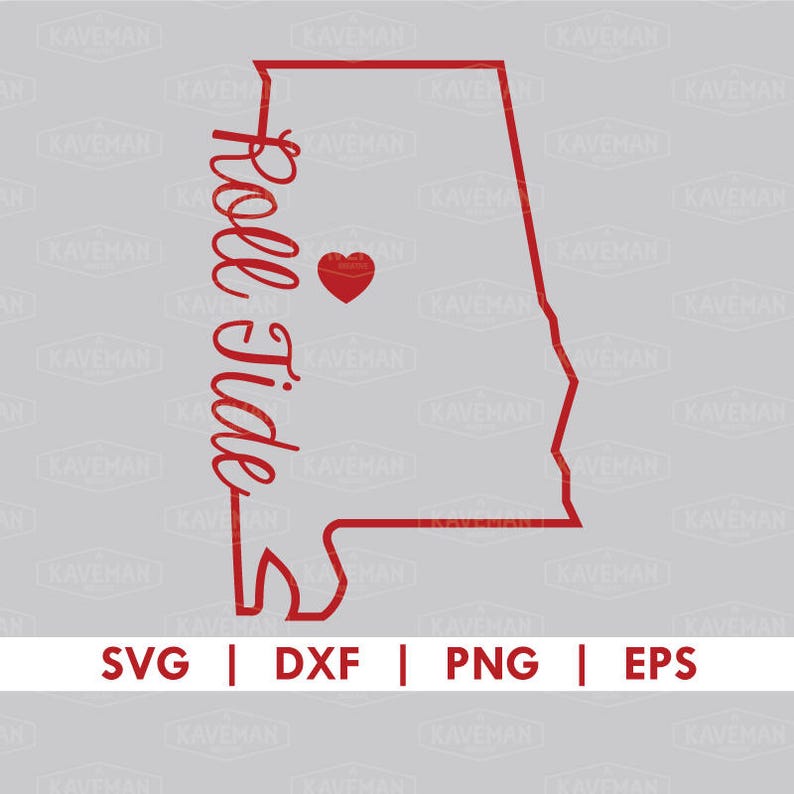 Alabama Crimson Tide Roll Tide State Outline Svg Dxf Silhouette Cameo Cricut Cut File