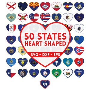 United States Heart Shapes All 50 SVG DXF EPS
