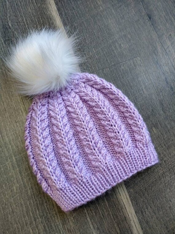 Knit Hat. Girl Winter Hat. Purple Hat 