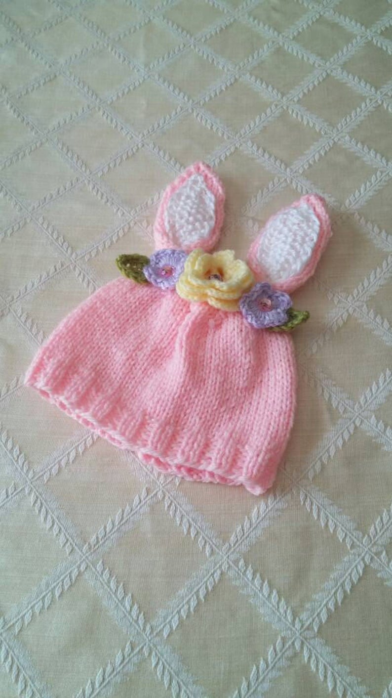 Easterpink Bunny Hatbunny Hat With Flowersgirl Easter Hat Etsy