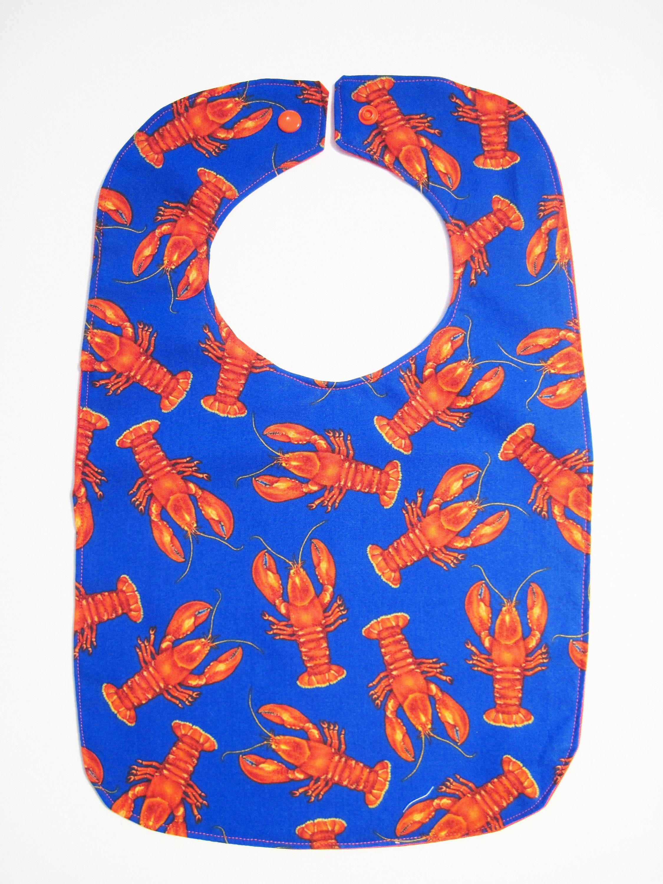 Baby/toddler full coverage lobster bib with red lobsters on Etsy