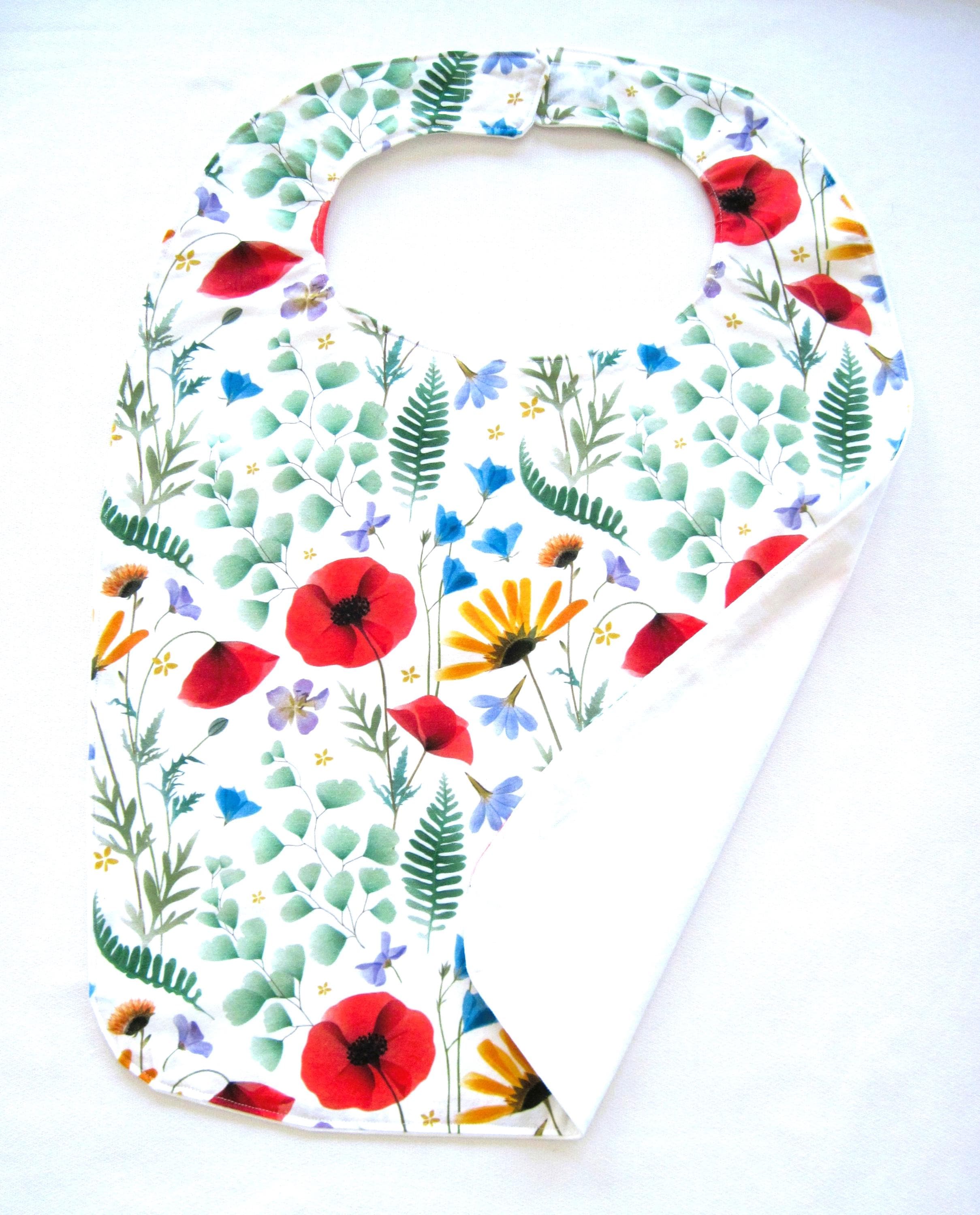 Adult Bib, Cheerful and Colorful Wildflowers, Cotton with Velcro…