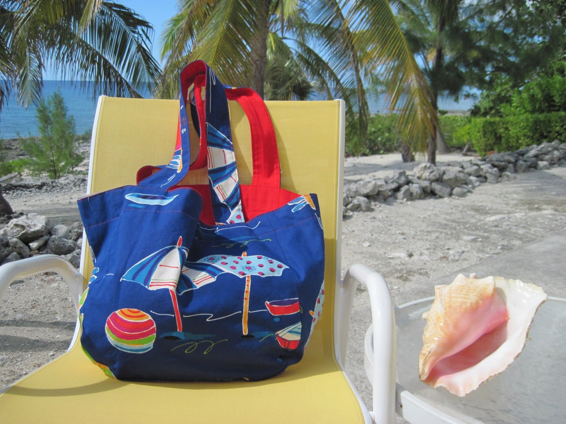 Coco Village- Oversized 100% Organic Cotton Reversible Beach Bag- Sand