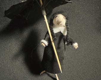 Taxidermied Wednesday Addams Mouse