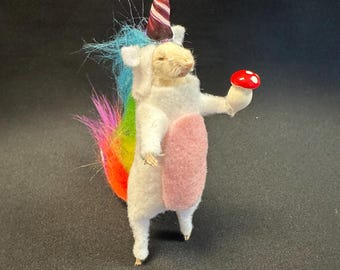 Taxidermied Unicorn Mouse