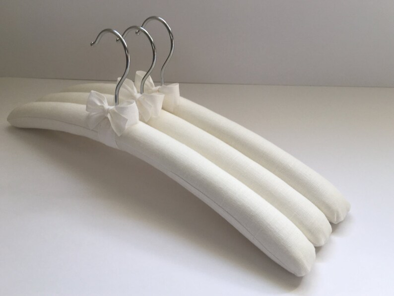 Padded Hangers Ivory Linen Hangers Bridesmaid's Hangers Etsy