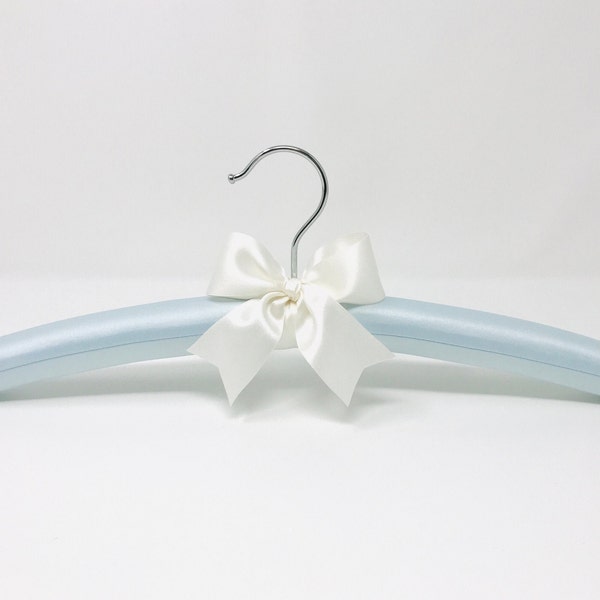 Bridal Hanger, Wedding Hanger, Light Blue Satin, Wedding Gown, Bride's Hanger, Wedding Photography, Gown Hanger, Wedding Shower Gift